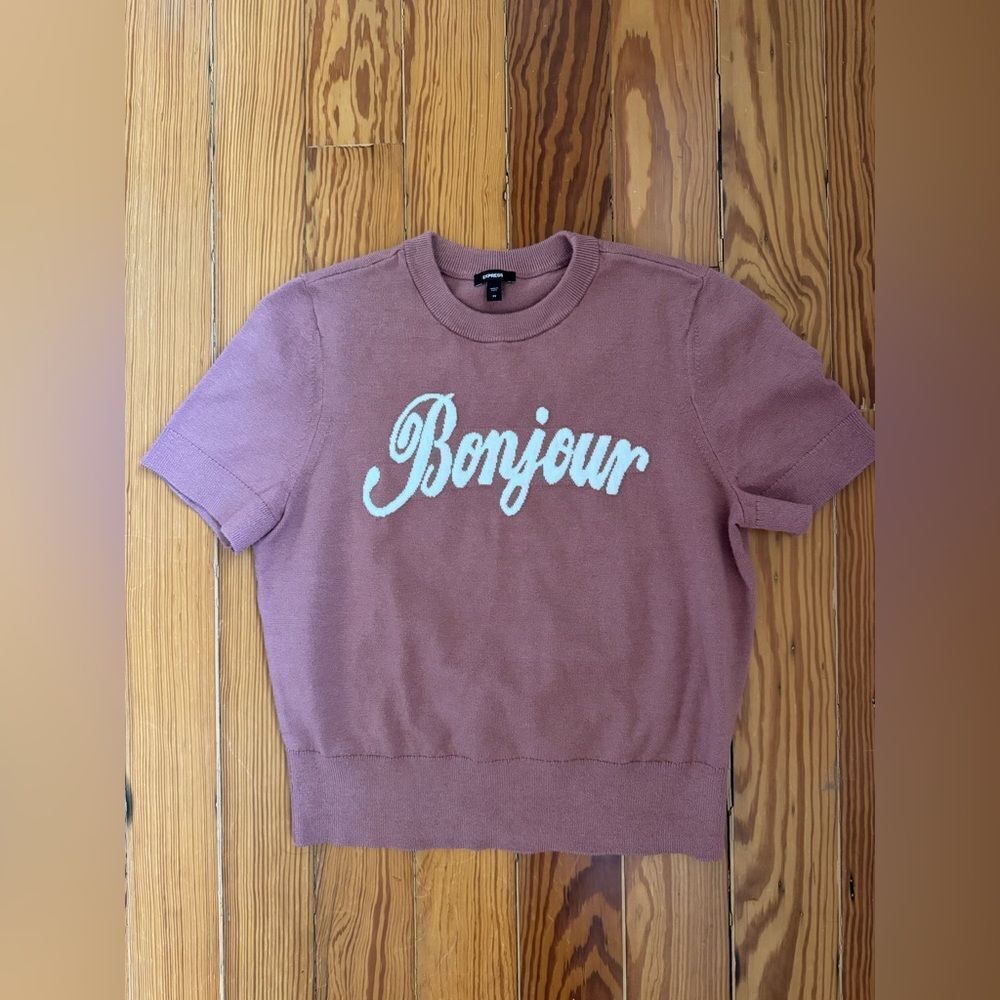 Express Bonjour Cropped Sweater